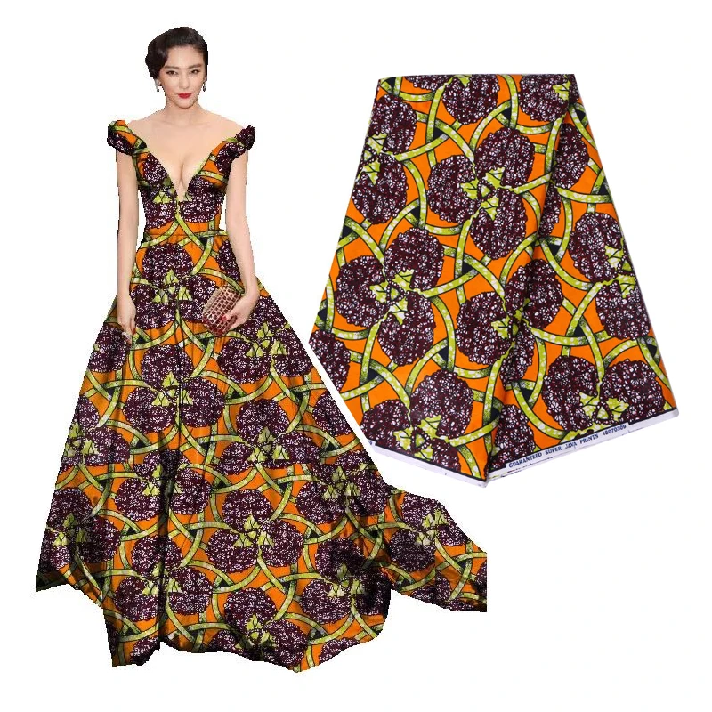

2019 Fashion Guaranteed Real Dutch Wax Fabric 100% Cotton Africa Ankara Printed Wax for Dress 6yards Hight Quality Bazin Tissu