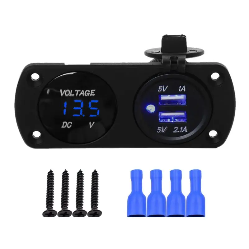 12 V 24 V المزدوج USB سيارة شاحن محول الطاقة LED الفولتميتر منفذ ل سيارة قارب البحرية دراجة نارية سكوتر DIY كيت