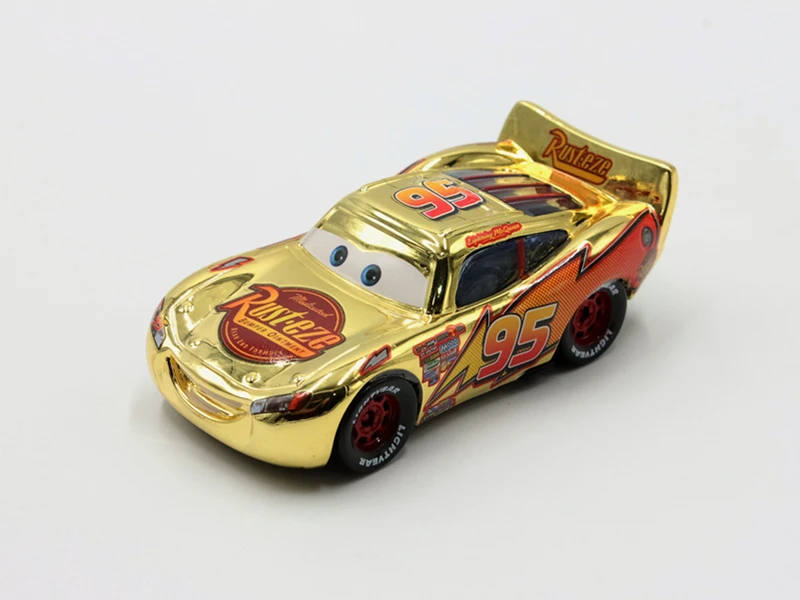 Lot 2 Disney Pixar Cars Golden Silver Lightning McQueen Metal 1:55 Diecast Toy 
