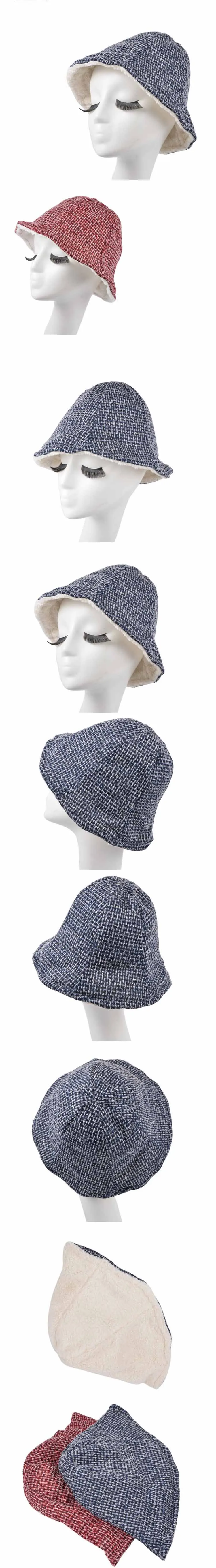 Новая зимняя вязаная Панама, классические клетчатые теплые шапки бини для женщин, шапки бини
