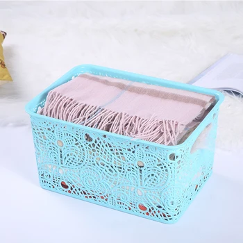 

Creative Plastic Large Capacity Hollow With Lid Storage Boxes Organizer Home Living Room Bathroom Dirty Clothes Storage Basket