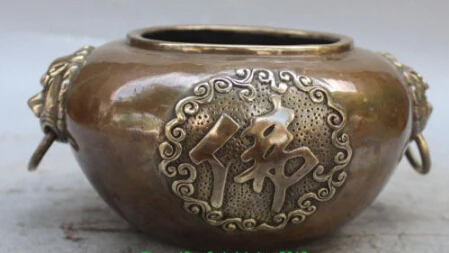 

RHS0159 10"Chinese Marked Tibet Buddhism Bronze Lion Buddha incense Burner Censer Statue