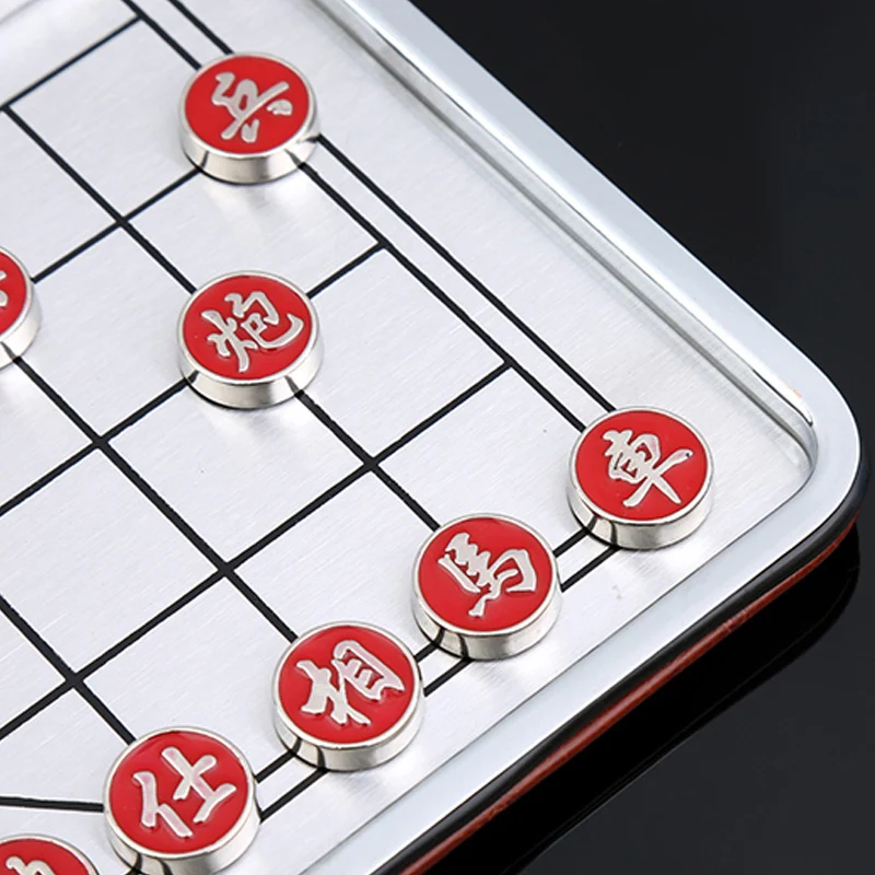 New Al alloy material Portable mini magnetic folding Chinese chess set child educational toys China national style Board games  