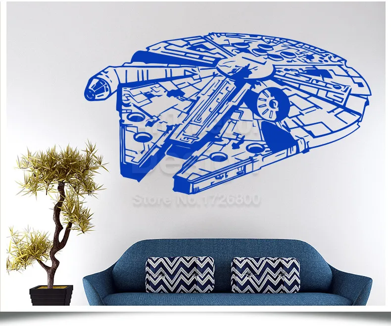 3D Millennium Falcon Fighter Wall Sticker Vinyl Home Decor Wars Decal Murals Children Kids Teens Boys Room Bedroom Dorm wall stickers for bedroom