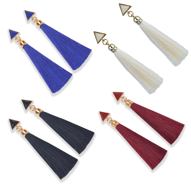 Новые модные длинные серьги с бахромой полимерные серьги-капли 4 цвета богемная винтажная Этническая бижутерия подарок для женщин