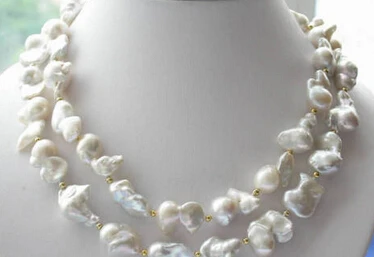 

~~ 11.24 36" baroque white keshi reborn pearl necklace Discount AAA