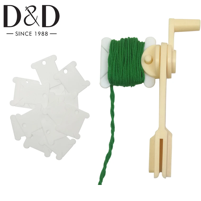 

D&D 1pc String Winder and 30pcs Thread Card Embroidery Plastic Thread Bobbins Floss for Storage Holder Winding Stitch Wound