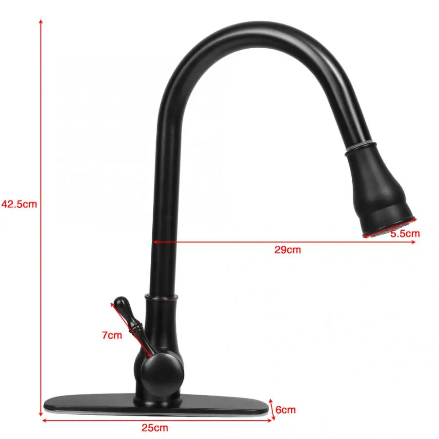 Черный бронзовый поворотный выдвижной носик кухонный раковина кран с одной ручкой холодной и горячей распределитель кухонный кран