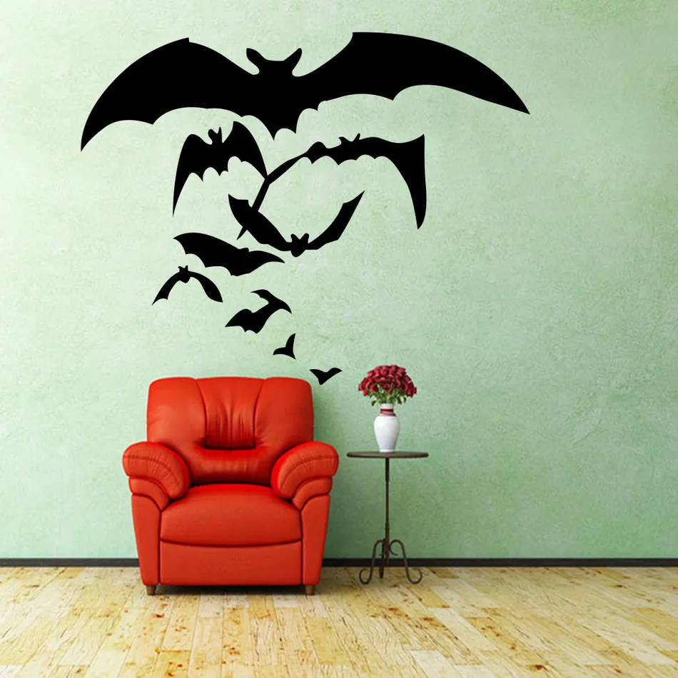 Witches Flying Home Creative Wall Stickers Bats Vinyl Witches Flying Home Creative Wall Stickers Bats Vinyl Decal Decoration Lower Price