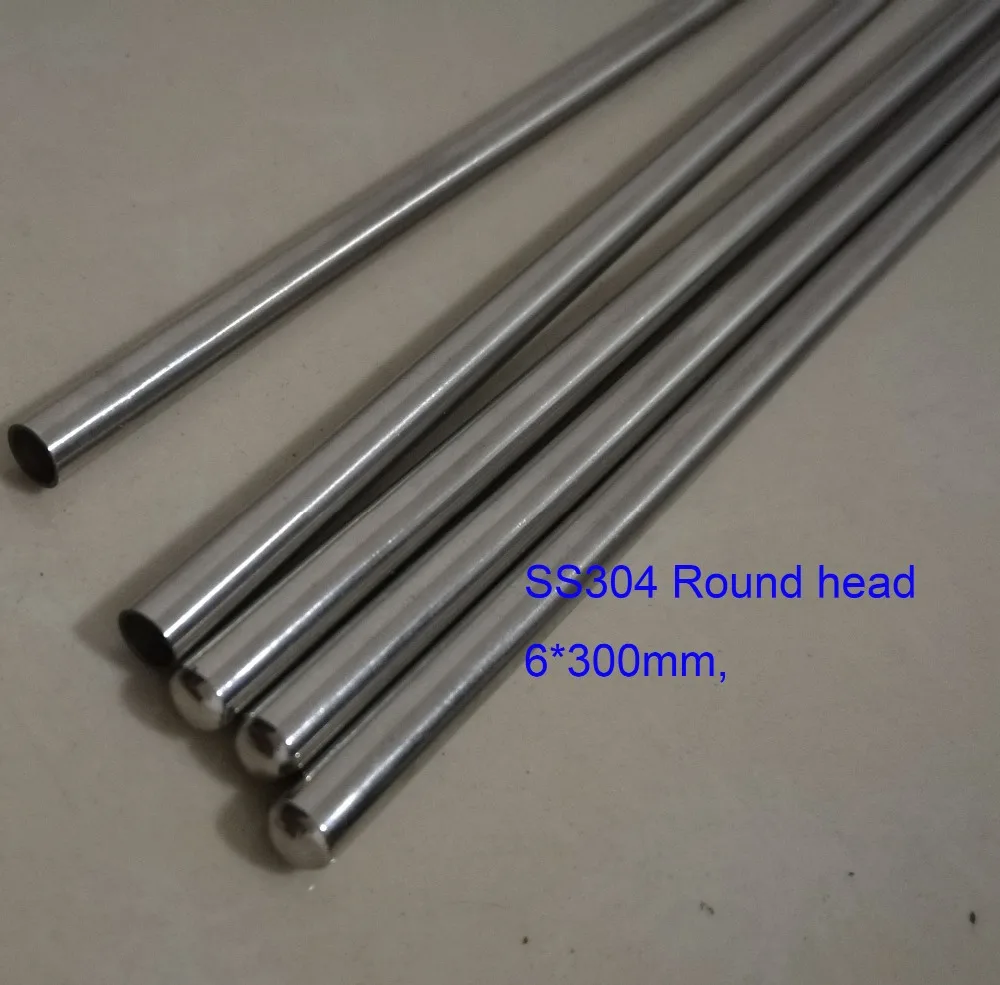 

6 pieces, 6mm*300mm Grade A Quality SS304 One End Round head Closed Stainless Steel Thermowell Thermocouple Protection pipe
