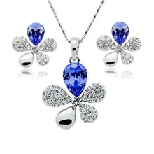 Новинка Горячая Распродажа Весна Австрия Кристалл украшения набор Подвеска для ожерелья и сережек над буровым пятилистным Разноцветные кристаллы