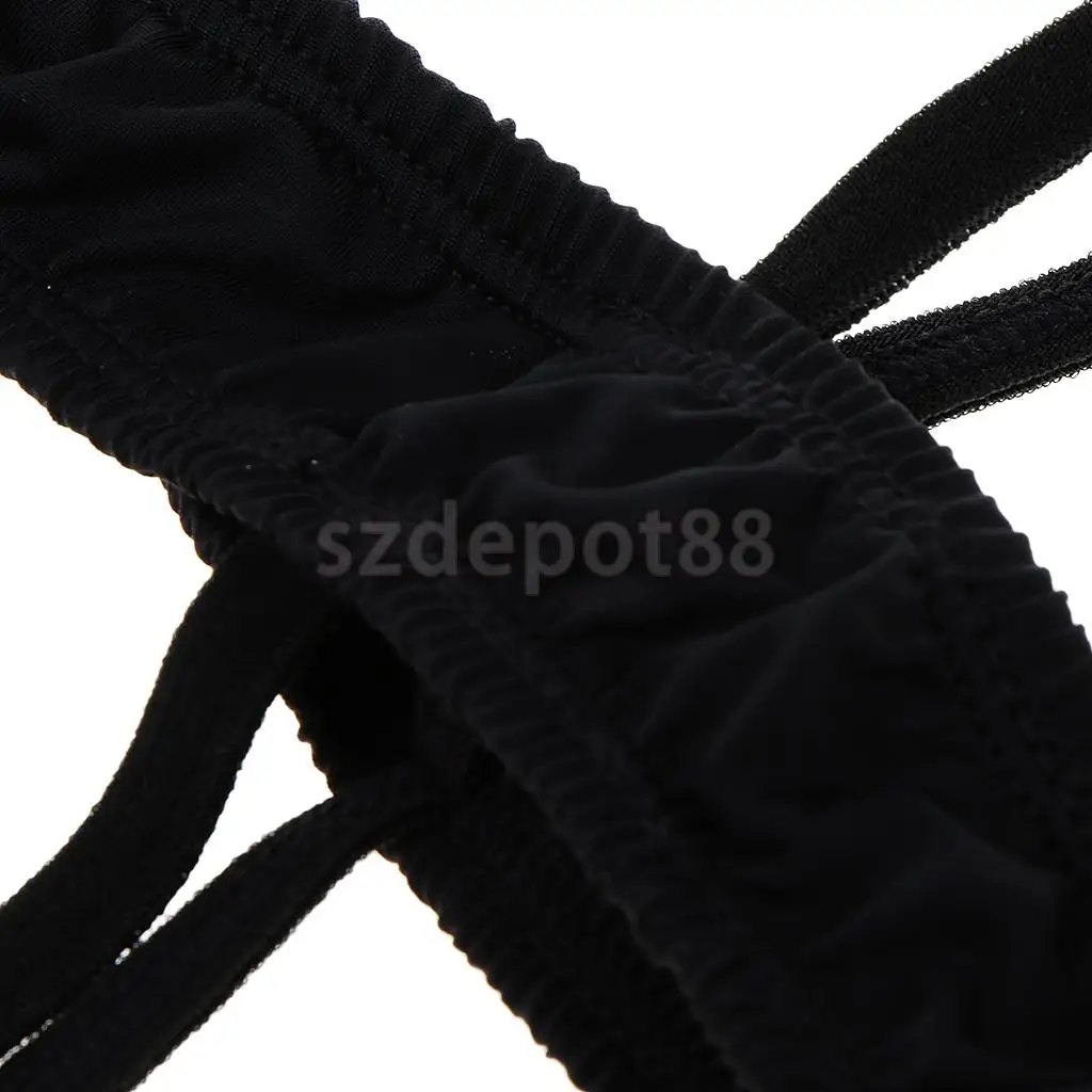 Men Sexy Pouch Thong Underwear Borat Mankini Harness Bikini Lingerie White/Black