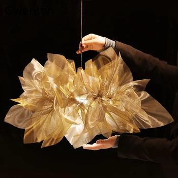 

Nordic Luxury Fabric Pendant Lamp Modern Led Hanging Light Fixtures Suspension Luminaire Bedroom Living Room Wedding Home Decor