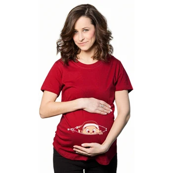 

Summer Maternity T-shirts Pregnant Clothes Women Cotton Tops Cute Mommy Funny Tees Casual Print Pregnancy Tshirt Plus Size