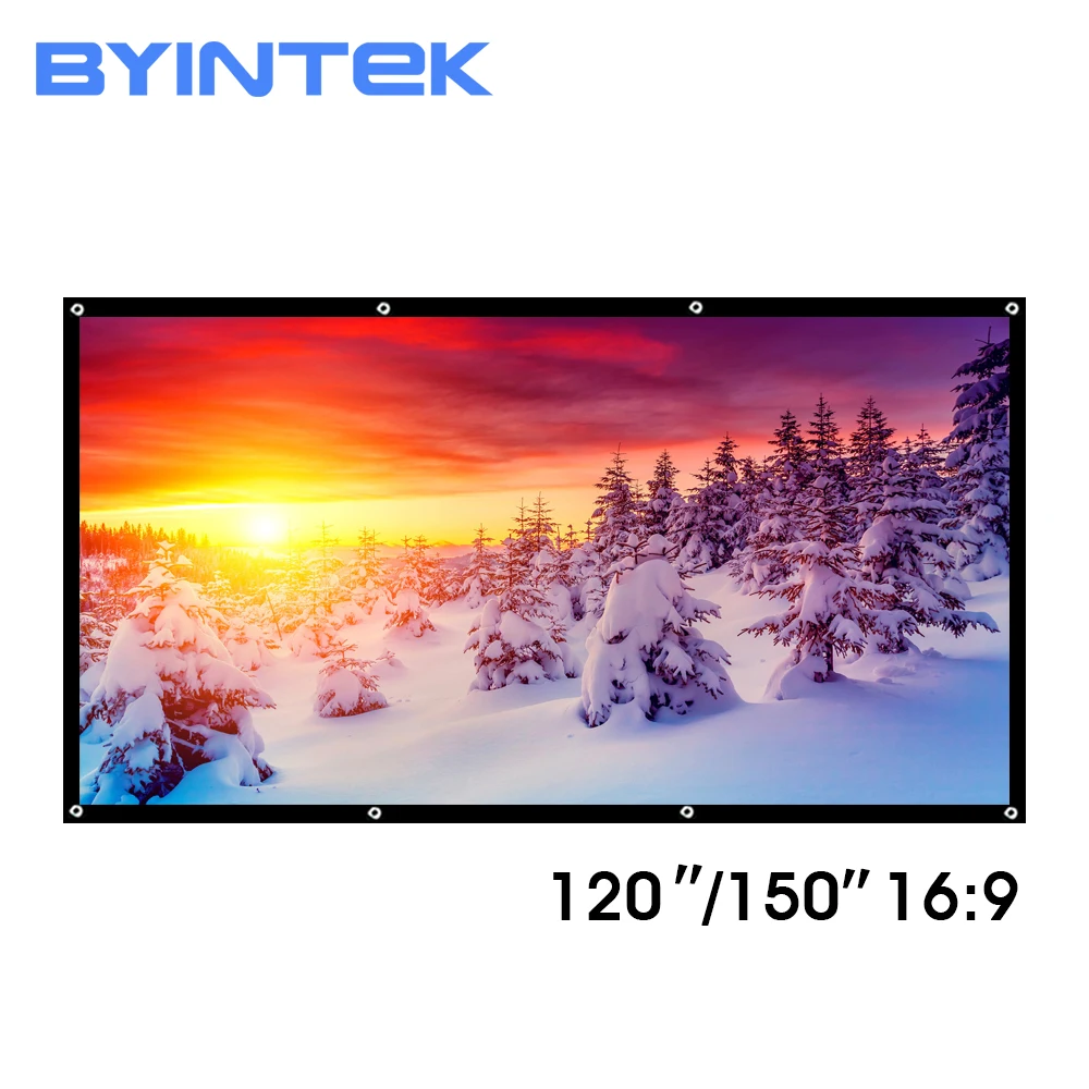 Проекционный проектор BYINTEK 120 дюймов 150 матовый белый ПВХ Мягкий Складной HD 1080P для