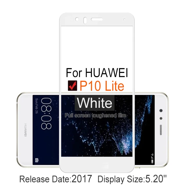 2 шт полное покрытие экрана протектор Закаленное стекло для huawei P10 Lite 5,2" 9 H Защитное стекло для p10 Lite WAS LX2 LX1 пленочный чехол - Цвет: P10 Lite White