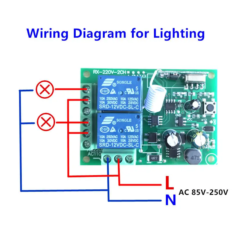 433-Mhz-Universal-Wireless-Remote-Control-Switch-AC-85V-250V-110V-220V-2CH-Relay-Receiver-Module