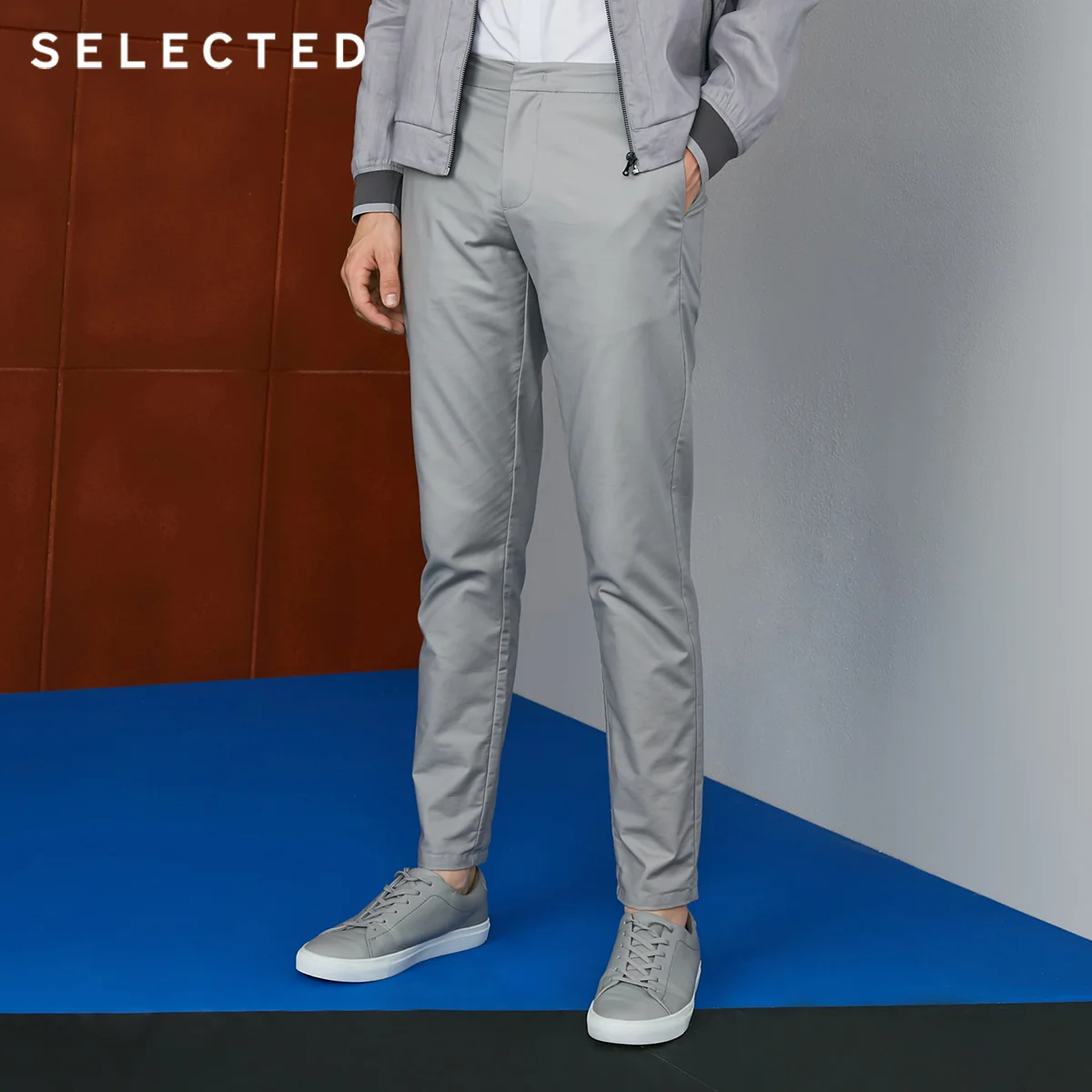 SELECTED autumn new men's cotton microprojectile pure color body training casual pants S|418314501 | Мужская одежда