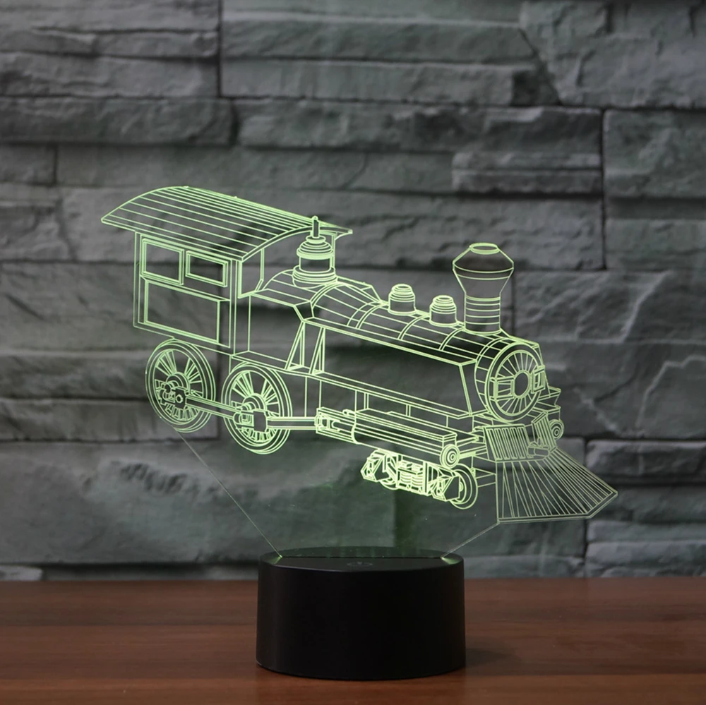 

3D LED Table Lamps locomotive Night Lamp Colors Changd Acrylic Light Lifelike Creative Atmosphere Lamp Best Gifts For child