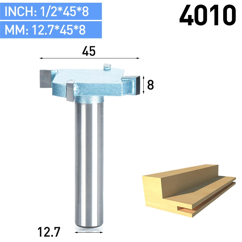 HUHAO 1 шт. 1/" хвостовик Т-образный долбежный деревообрабатывающий резак промышленного класса 4 флейты фрезы для дерева Инструмент Фреза - Длина режущей кромки: 4010