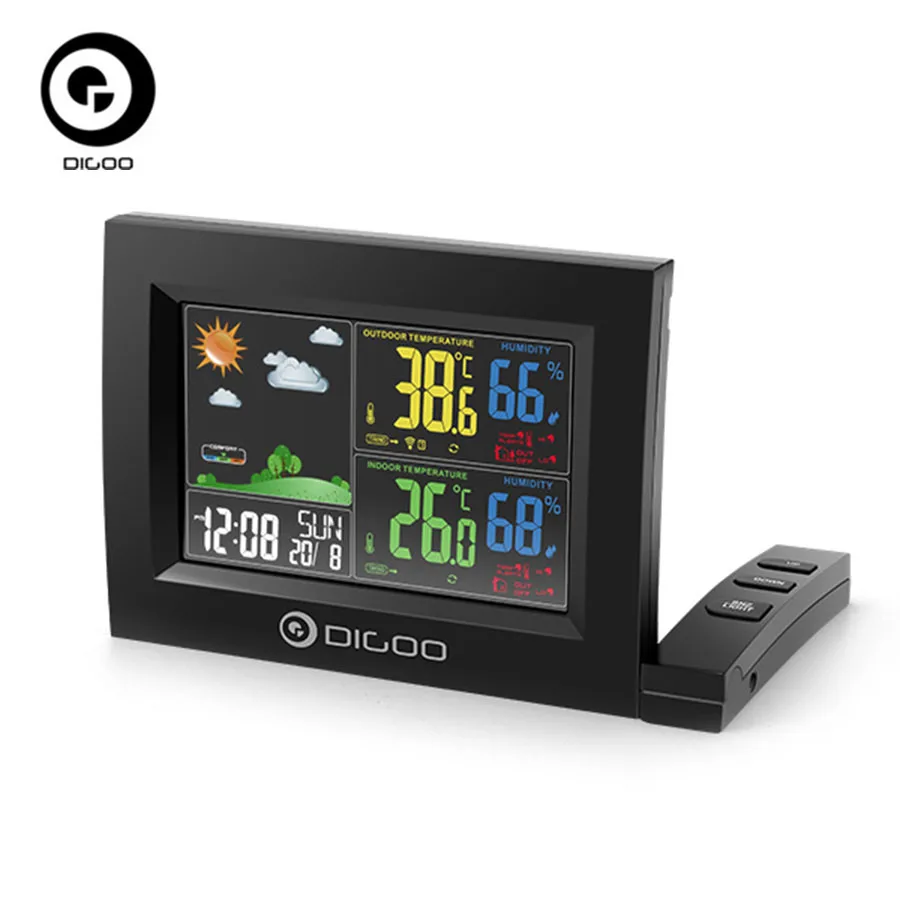 

DIGOO DG-TH8530 Color Screen Weather Station USB Charge Temperature Alarm Clock Snooze Function Thermometer Hygrometer Sensor