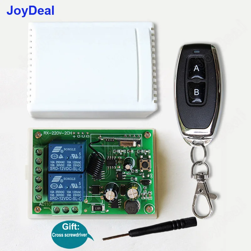 

433Mhz Universal Wireless Remote Control Switch AC 220V 110V 120V 2CH Relay Receiver Module and RF 433 Mhz Led Light Transmitter