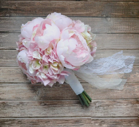 Blush Pink Peony and Hydrangea Wedding Bouquet, Peony Bouquet, Blush, Peonies