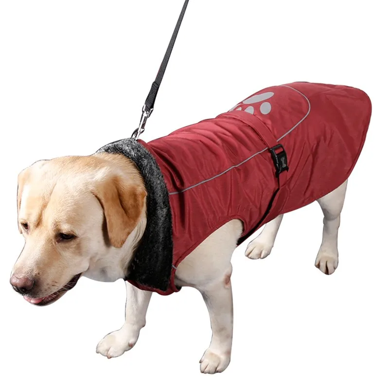 Водонепроницаемая и Светоотражающая Одежда для собак, зимний теплый жилет с меховым воротником, куртка, пальто, спортивная одежда для маленьких, средних и больших собак