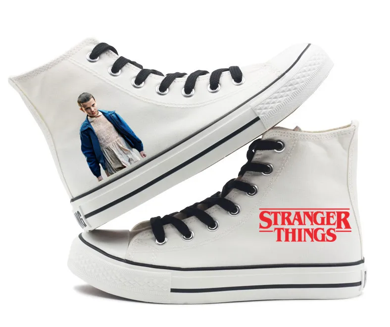 Новые парусиновые туфли с принтом «Stranger Things Eleven 11», «DEMOGORGON», для мужчин, женщин, мальчиков и девочек, унисекс, высокие парусиновые туфли на плоской подошве, 2 цвета - Цвет: Розовый