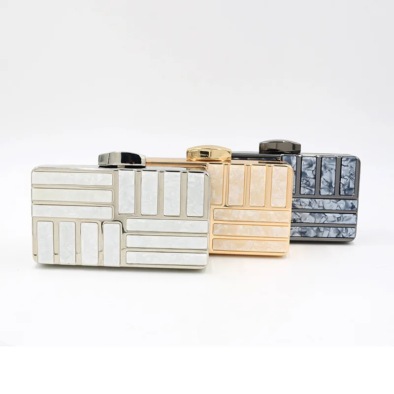 

New European and American Fashion Acrylic Splicing Bag Female Banquet Handbag One Shoulder Skew Bag Factory Direct Selling