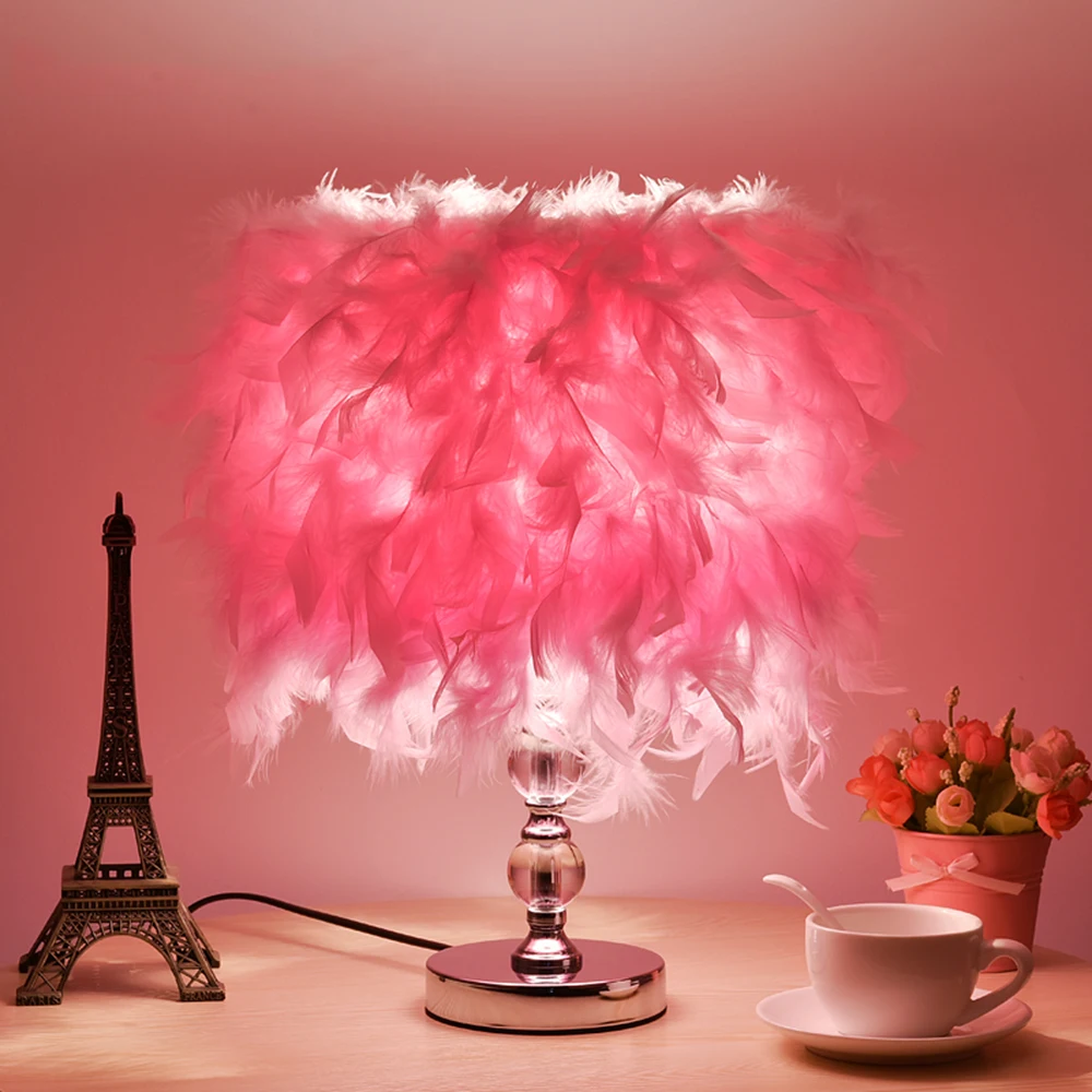 

Romantic Table Lamp LED Modern Simple Metal Flexible Lights 110-220v Mini Touch Switch Feather Desk Lamps Luminarias