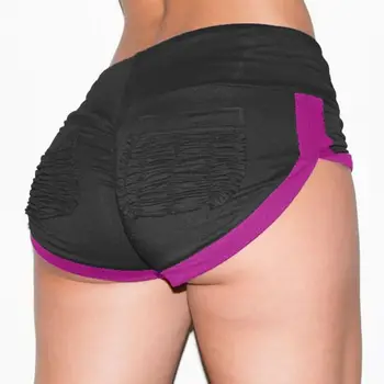 

Women's Sports Contrast Hip Shorts Gym Workout Belt Contrast Color Pocket Running Three Women's Shorts
