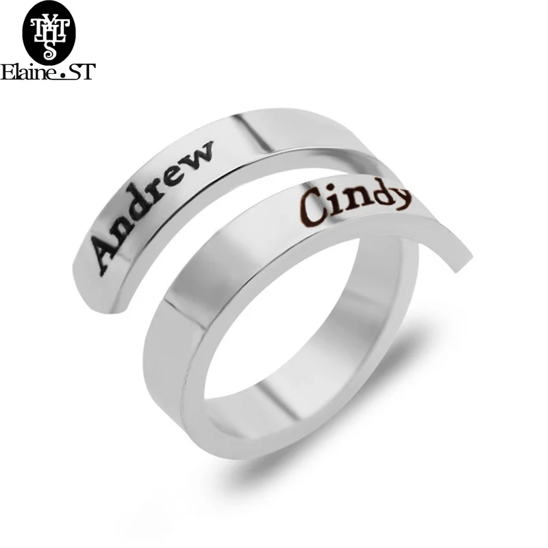 

Men Lady Unisex 3 Colors Lettering Ring Stainless Steel Adjustable Ring The New Two-layer Personalized Custom Two Name For Rings