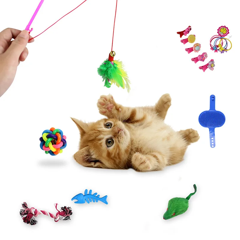 Дразнить кошек игрушки набор Красочные интерактивные игрушки для молярной и решения скуки 16 шт