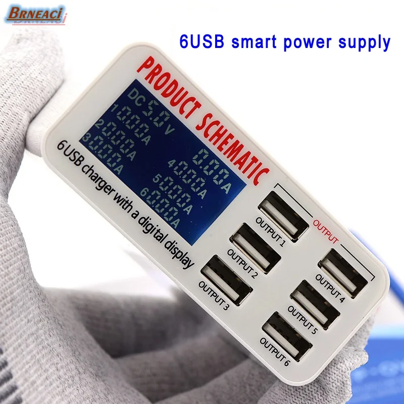 

6 USB charger interface LED digital display intelligent power supply repair tool for iPhone AC100-240V charging device multitool