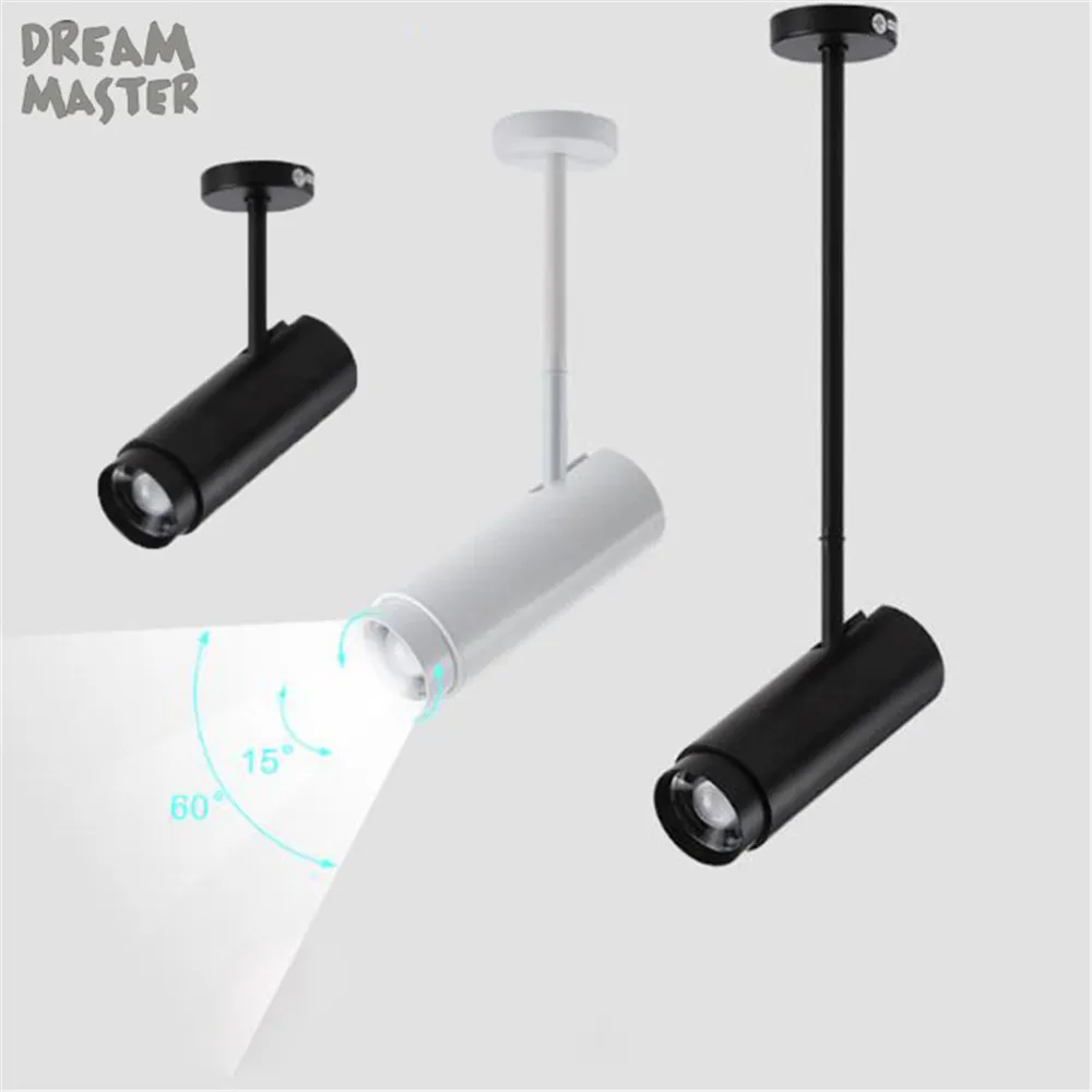 

Zoomable LED Ceiling Lights Indoor Commercial Lighting industrial black white zoom hanging lamp for bar Clothing Shoe Shop