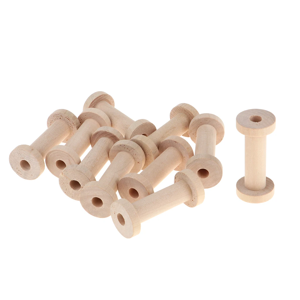 MagiDeal Spool Wooden Empty Vintage DIY Roller Coils for Sewing Crafts Wire