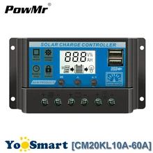 PWM Solar Charge Controller 10A 20A 30A 40A 50A 60A LCD Dual USB 5V Lead-acid and Li Battery 12V 24V Auto Solar Panel Regulator