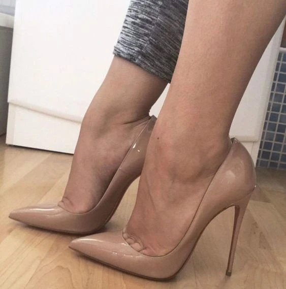 nude high heel shoes