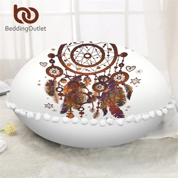 

BeddingOutlet Hipster Watercolor Round Floor Pillow Case Cover Bohemian Dreamcatcher Cushion Cover Poufs Decorative Pillowcase