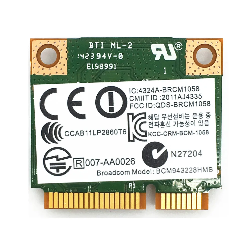 Broadcom BCM943228HMB BCM43228 Half Mini PCI e Wlan Беспроводная BT Bluetooth 4 0 карта 300M для 210 G1/820 G1|broadcom