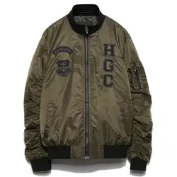 Новый Для мужчин S Курточка бомбер пальто Вышивка логотип хип-хоп патч дизайн Slim Fit пилот модная куртка пальто Для мужчин Куртки плюс Размеры