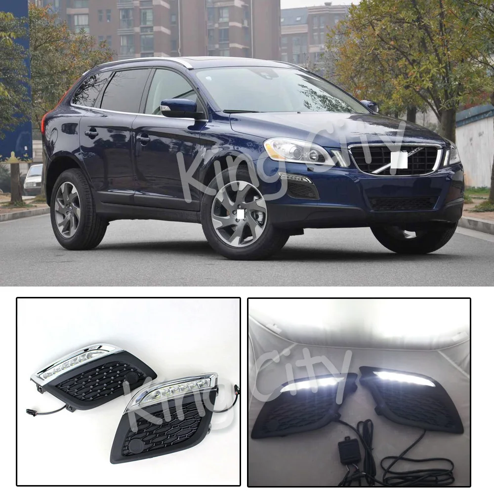 CAPQX 1 пара для Volvo XC60 2011 2012 2013 передний светодиодный DRL Дневной ходовой светильник Дневной светильник противотуманная фара с белым светильник