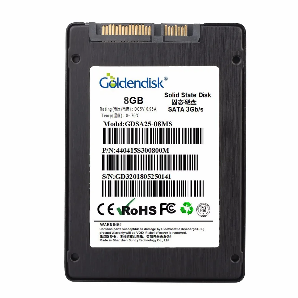 Goldendisk высокая производительность 2,5 ''SATA II SSD 3 ГБ/сек. NAND MLC Твердотельный диск 8 ГБ Qulified новое поколение дисков