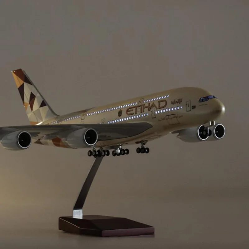 1/160 масштаб 50,5 см самолет Аэробус A380 ETIHAD авиакомпания Модель W светильник и колесо литье под давлением пластиковая Смола самолет для сбора