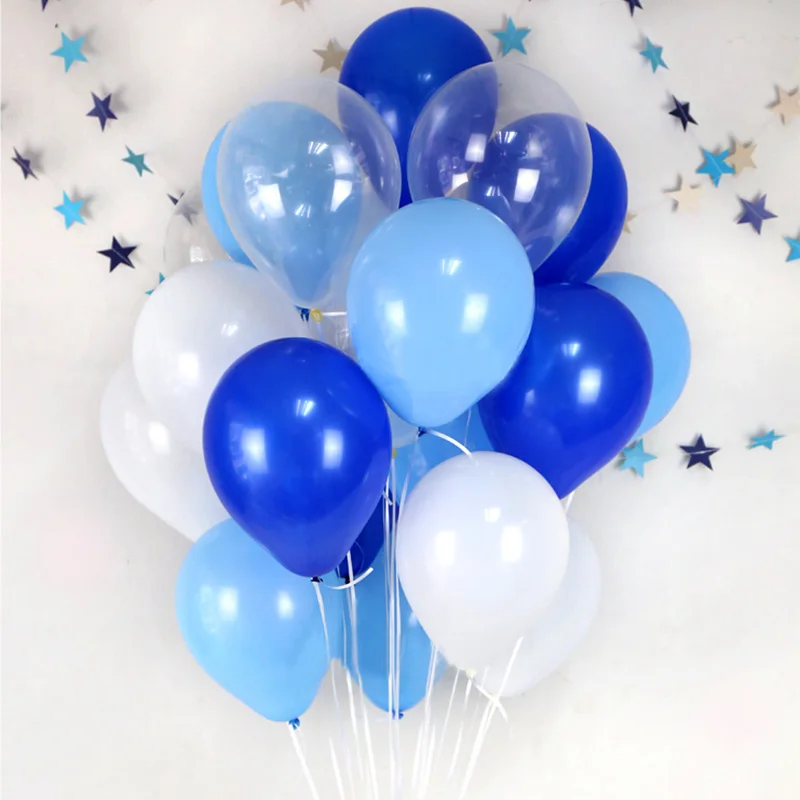 30 шт./лот, розовые прозрачные белые круглые шары, Прозрачные Шары, латексные гелиевые поплавок, для дня рождения, вечеринки, для детского душа, свадебные декоративные шары - Цвет: Blue MIX 1
