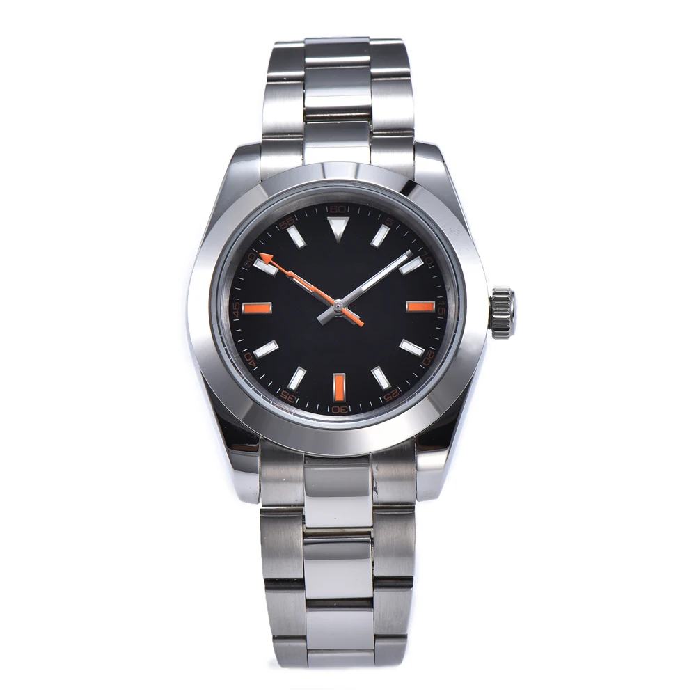 

wristwatch automatic Watch fashion New ordinary black dial Luminous hands 40mm polished 316L Steel Case and steel bracelet R3046