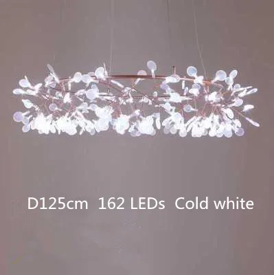Креативный дизайн 162/216 светодиодный s D125cm D160cm светодиодный круглый канделябр роскошные декоративные люстры для столовой спальни - Цвет абажура: D125cm cold white