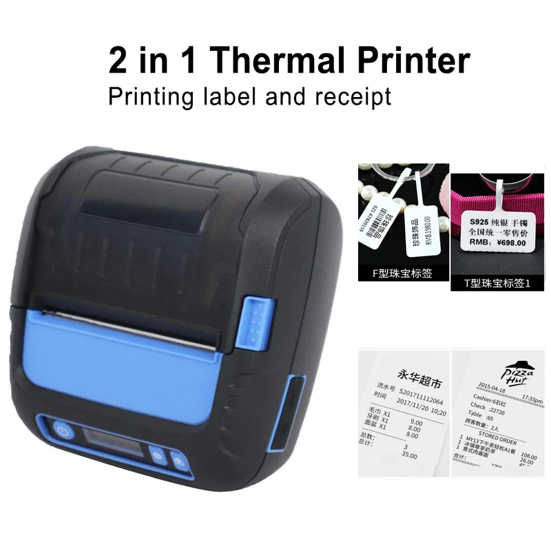 Portable Bluetooth Label Printer Thermal Receipt/Barcode Printer Sticker For Mobile Phone Android iOS