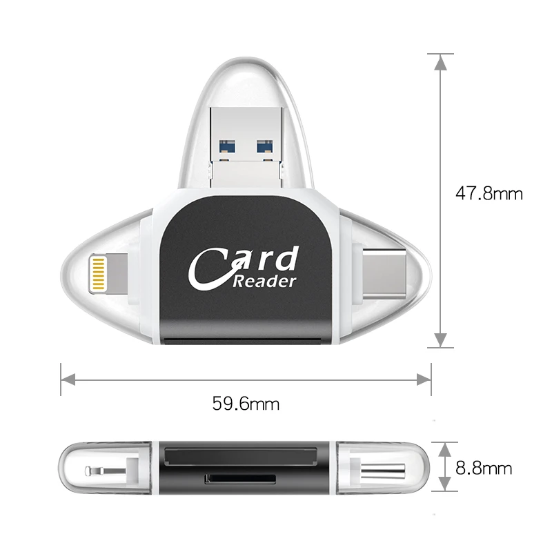 Саго 4 в 1 Micro USB 2,0 Устройство чтения карт памяти SD TF Smart Card Reader карты памяти Reader USB SD адаптер для iphone компьютер